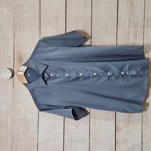 💘 SHEIN Men's Slate Blue Button Down Short Sleevw Shirt Medium